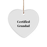 Grandad Gifts: Funny Quotes, Heart Ornament, Gifts from Men to Grandad, Perfect for Christmas, Unique Heart Ornament for Grandad, Certified Grandad Quote, Heartfelt Gift Ideas for Grandads - Image 1